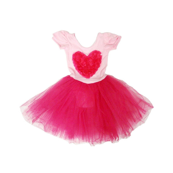 Pink Fuchsia Heart Tutu Ballet Dress Girls L - SophiasStyle.com